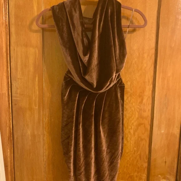Naked Wardrobe Brown Velvet Backless Dress - Med - Picture 3 of 7